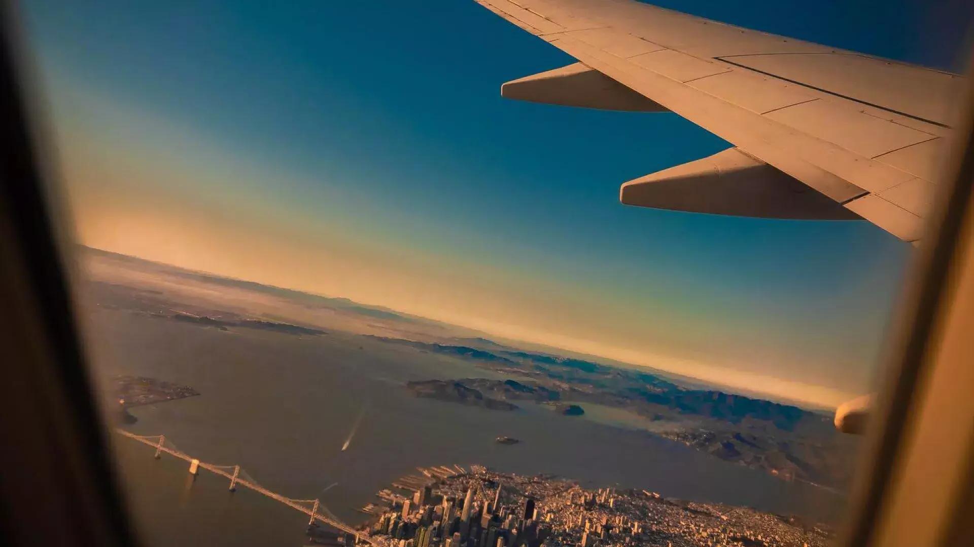View of San Francisco out of an airplane